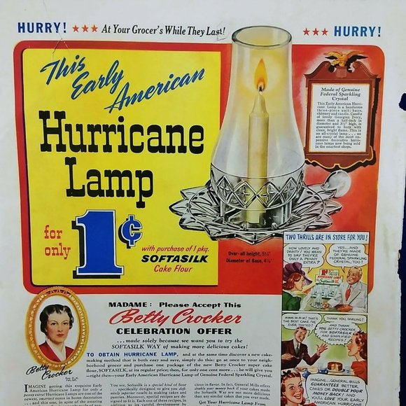 Betty Crocker Hurricane Lamp Ethyl Gasoline Corp Magazine Advertisement Print Ad - Picture 2 of 6